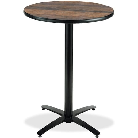 Round KFI 36in Walnut Breakroom Table with Arched X Base, HPL Top, Walnut MPN:T36RD-B2125-38-WL