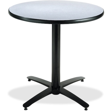 Round KFI 36in Grey Nebula Breakroom Table with Arched X Base, 29 W, 36 L, 29 H, Laminate, Grey MPN:T36RD-B2125-GYN