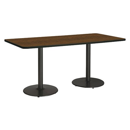 Rectangle Ped Table, Walnut/Black, 42