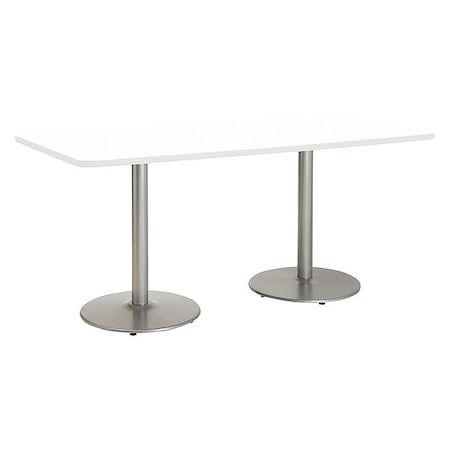 Rectangle Ped Table, Designer Wh/Silver, 42
