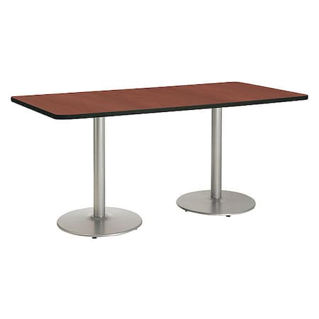 Rectangle Ped Table, Mahogany/Silver, 42