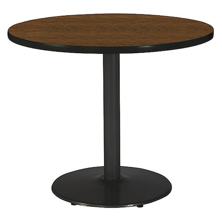 Round Ped Table, Walnut/Black, 42