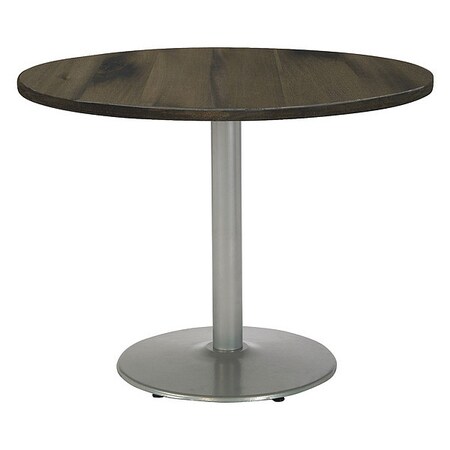 Round Wood Table, Barnwood/Silver, 42