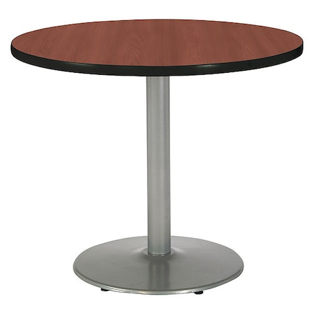 Round Ped Table, Dark Mahogany/Silver, 42
