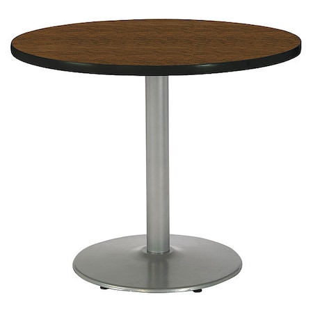Round Ped Table, Walnut/Silver, 42