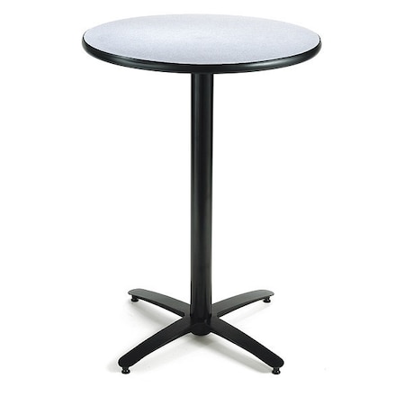 Round KFI 42in Grey Nebula Breakroom Table with Arched X Base, Commercial Grade, Made in the USA MPN:T42RD-B2125-38-GYN