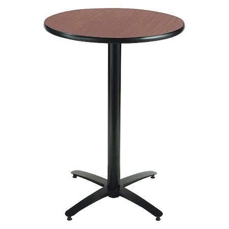 Round KFI 42in Dark Mahogany Breakroom Table with Arched X Base, Commercial Grade, Made in the USA MPN:T42RD-B2125-38-MH