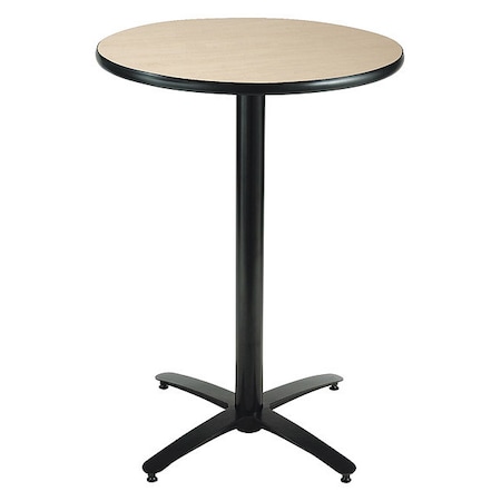 Round KFI 42in Natural Breakroom Table with Arched X Base, Commercial Grade, Made in the USA, 42 W MPN:T42RD-B2125-38-NA