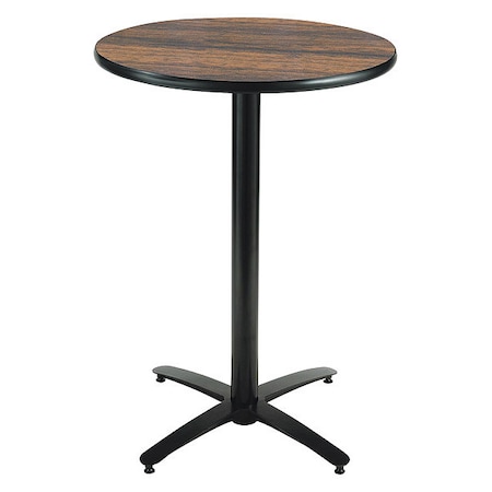 Round KFI 42in Walnut Breakroom Table with Arched X Base, Commercial Grade, Made in the USA, 42 W MPN:T42RD-B2125-38-WL