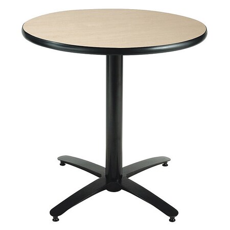 Round KFI 42in Natural Breakroom Table with Arched X Base, 29 W, 42 L, 29 H, Laminate Top, Natural MPN:T42RD-B2125-NA