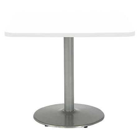 Square Ped Table, Designer Wh/Silver, 42
