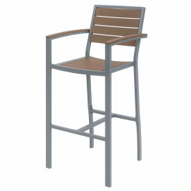 KFI Outdoor Barstool - Mocha with Silver Frame - Ivy Series OLBR5601-SL-MA