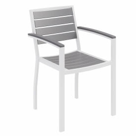 KFI Outdoor Arm Chair - Gray with Silver Frame - Ivy Series OL5601-WH-GY