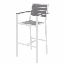 KFI Outdoor Barstool - Gray with White Frame - Ivy Series OLBR5601-WH-GY
