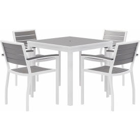 KFI 5 Piece Outdoor Dining Set Gray w/ White Frame OL5601WHGY-4-T35SQWHGY
