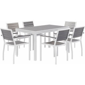 KFI Seating 7 Piece Outdoor Dining Set Gray w/ White Frame OL5601WHGY-6-T3255WHGY