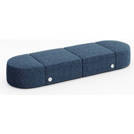 KFI Studios Conversa 4 Person Modular Seating with Power Outlet Connelly Blue Jay Fabric 8000-SET13-Connelly-BlueJay-4-COVR2UGW