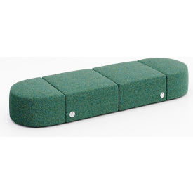 KFI Studios Conversa 4 Person Modular Seating with Power Outlet Connelly Peacock Fabric 8000-SET13-Connelly-Peacock-4-COVR2UGW