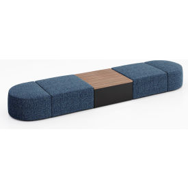 KFI Studios Conversa 4 Person Modular Seating with Studio Teak Table Connelly Blue Jay Fabric 8000-SET15-Connelly-BlueJay-BK-7960