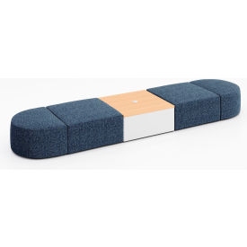 KFI Studios 4 Person Modular Seating with Natural Table & Power Outlet Connelly Blue Jay Fabric 8000-SET15-Connelly-BlueJay-WH-10776-1-COVR2UGW