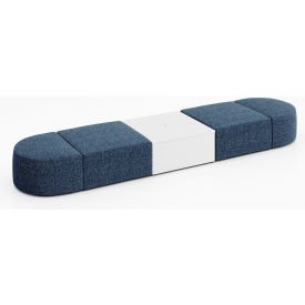 KFI Studios Conversa 4 Person Modular Seating w/White Table & Power Outlet Connelly Blue Jay Fabric 8000-SET15-Connelly-BlueJay-WH-D354-1-COVR2UGW