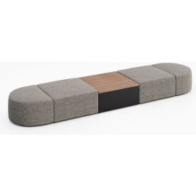 KFI Studios Conversa 4 Person Modular Seating w/ Studio Teak Occasional Table Connelly Dove Fabric 8000-SET15-Connelly-Dove-BK-7960