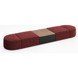 KFI Studios Conversa 4 Person Modular Seating with Studio Teak Table Connelly Firefinch Fabric 8000-SET15-Connelly-Firefinch-BK-7960