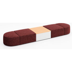 KFI Studios Conversa 4 Person Modular Seating w/ Natural Occasional Table Connelly Firefinch Fabric 8000-SET15-Connelly-Firefinch-WH-10776