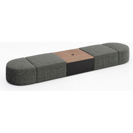 KFI Studios 4 Person Modular Seating with Studio Teak Table & Power Outlet Connelly Owl Fabric 8000-SET15-Connelly-Owl-BK-7960-1-COVR2UB