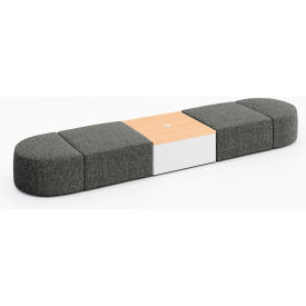 KFI Studios Conversa 4 Person Modular Seating with Natural Table & Power Outlet Connelly Owl Fabric 8000-SET15-Connelly-Owl-WH-10776-1-COVR2UGW
