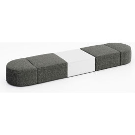 KFI Studios Conversa 4 Person Modular Seating with White Occasional Table Connelly Owl Fabric 8000-SET15-Connelly-Owl-WH-D354