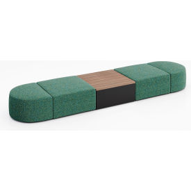 KFI Studios Conversa 4 Person Modular Seating with Studio Teak Table Connelly Peacock Fabric 8000-SET15-Connelly-Peacock-BK-7960