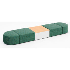 KFI Studios Conversa 4 Person Modular Seating with Natural Occasional Table Connelly Peacock Fabric 8000-SET15-Connelly-Peacock-WH-10776