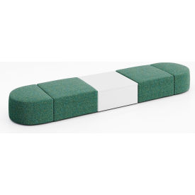 KFI Studios Conversa 4 Person Modular Seating with White Occasional Table Connelly Peacock Fabric 8000-SET15-Connelly-Peacock-WH-D354