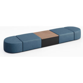 KFI Studios Conversa 4 Person Modular Seating with Studio Teak Occasional Table Dillon Ocean Vinyl 8000-SET15-Dillon-Ocean-BK-7960