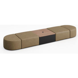 KFI Studios 4 Person Modular Seating with Studio Teak Table & Power Outlet Dillon Safari Vinyl 8000-SET15-Dillon-Safari-BK-7960-1-COVR2UB