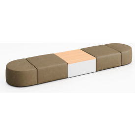 KFI Studios Conversa 4 Person Modular Seating with Natural Occasional Table Dillon Safari Vinyl 8000-SET15-Dillon-Safari-WH-10776