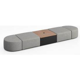 KFI Studios Conversa 4 Person Modular Seating w/Studio Teak Table & Power Outlet Dillon Steel Vinyl 8000-SET15-Dillon-Steel-BK-7960-1-COVR2UB