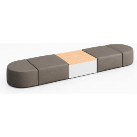KFI Studios Conversa 4 Person Modular Seating with Natural Table & Power Outlet Dillon Storm Vinyl 8000-SET15-Dillon-Storm-WH-10776-1-COVR2UGW