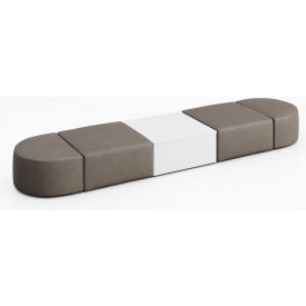KFI Studios Conversa 4 Person Modular Seating with White Occasional Table Dillon Storm Vinyl 8000-SET15-Dillon-Storm-WH-D354