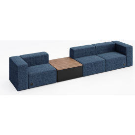 KFI Studios Conversa 3 Person Sofa with Studio Teak Table & Power Outlet Connelly Blue Jay Fabric 8000-SET3-Connelly-BlueJay-BK-7960-2-COVR2UB