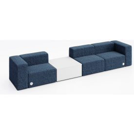 KFI Studios Conversa 3 Person Sofa w/White Occasional Table & Power Outlet Connelly Blue Jay Fabric 8000-SET3-Connelly-BlueJay-WH-D354-2-COVR2UGW