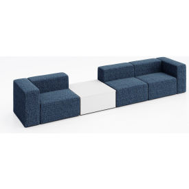 KFI Studios Conversa 3 Person Sofa with White Occasional Table Connelly Blue Jay Fabric 8000-SET3-Connelly-BlueJay-WH-D354