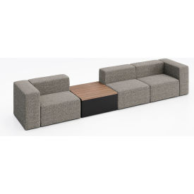 KFI Studios Conversa 3 Person Sofa with Studio Teak Occasional Table Connelly Dove Fabric 8000-SET3-Connelly-Dove-BK-7960