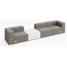 KFI Studios Conversa 3 Person Sofa with White Occasional Table & Power Outlet Connelly Dove Fabric 8000-SET3-Connelly-Dove-WH-D354-2-COVR2UGW
