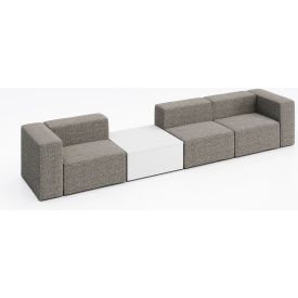 KFI Studios Conversa 3 Person Sofa with White Occasional Table Connelly Dove Fabric 8000-SET3-Connelly-Dove-WH-D354