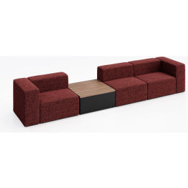 KFI Studios Conversa 3 Person Sofa with Studio Teak Occasional Table Connelly Firefinch Fabric 8000-SET3-Connelly-Firefinch-BK-7960