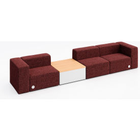 KFI Studios Conversa 3 Person Sofa with Natural Table & Power Outlet Connelly Firefinch Fabric 8000-SET3-Connelly-Firefinch-WH-10776-2-COVR2UGW