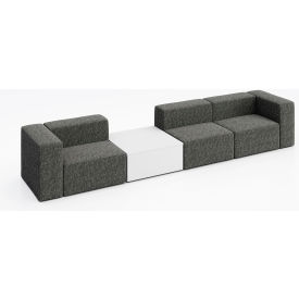 KFI Studios Conversa 3 Person Sofa with White Occasional Table Connelly Owl Fabric 8000-SET3-Connelly-Owl-WH-D354