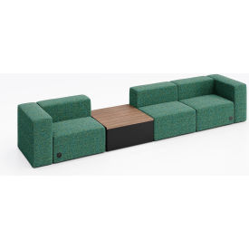 KFI Studios Conversa 3 Person Sofa with Studio Teak Table & Power Outlet Connelly Peacock Fabric 8000-SET3-Connelly-Peacock-BK-7960-2-COVR2UB